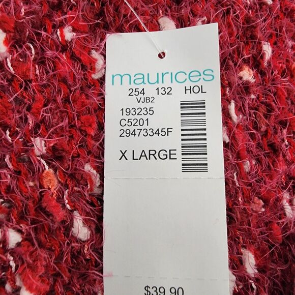 Maurices Sweater Womens Size XL Red Off The Shoulder Relaxed Textured Eyelash - Picture 11 of 14
